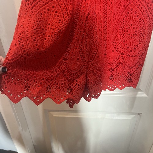 Missguided Size 8 UK -cute RED Shorts Playsuit -Crochet - Festival Parties - Picture 6 of 11