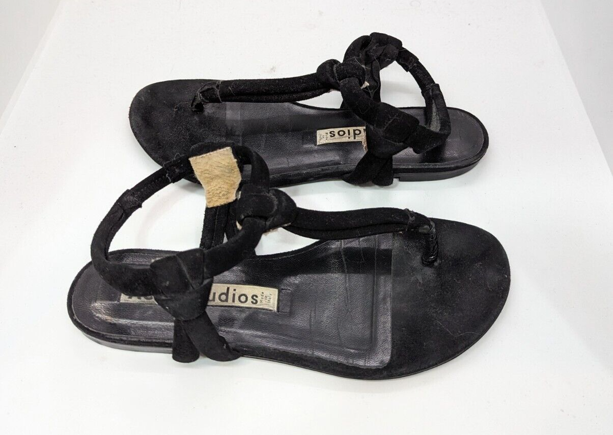 ACNE STUDIOS Women's Arbor Flats Sandals Leather Suede Size 36