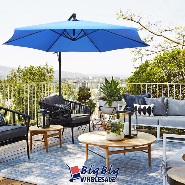 Bluu 11ft Deluxe Patio Offset Umbrella Cantilever Umbrella 11 Ft Navy Blue For Sale Online Ebay