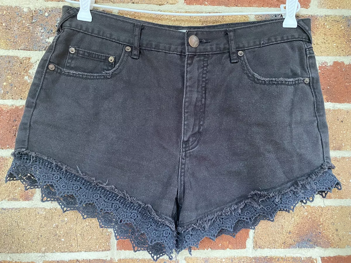 Black denim shorts hot sale with lace trim