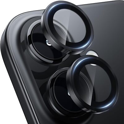 For iPhone 16 / 16 Plus Ultra HD Tempered Glass Aluminum Camera Lens Protector