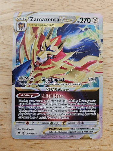 Zamazenta Vstar 099/159 Crown Zenith NM Full Art Ultra Rare Pokemon Card
