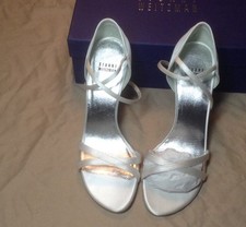 Stuart Weitzman Livia White Satin New in Box 9.5 M 201