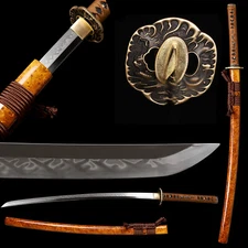 Hand Forged Katana Sword Clay Tempered L6 Steel Real Hitatsura Hamon Razor Sharp