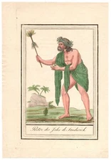 1796 Grasset Sauveur engraving Sandwich Isles HAWAII Hawaiian Alii Kahuna Priest