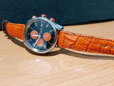 D&G Watch Orange Limited Analog Chronograph Genuine Leather