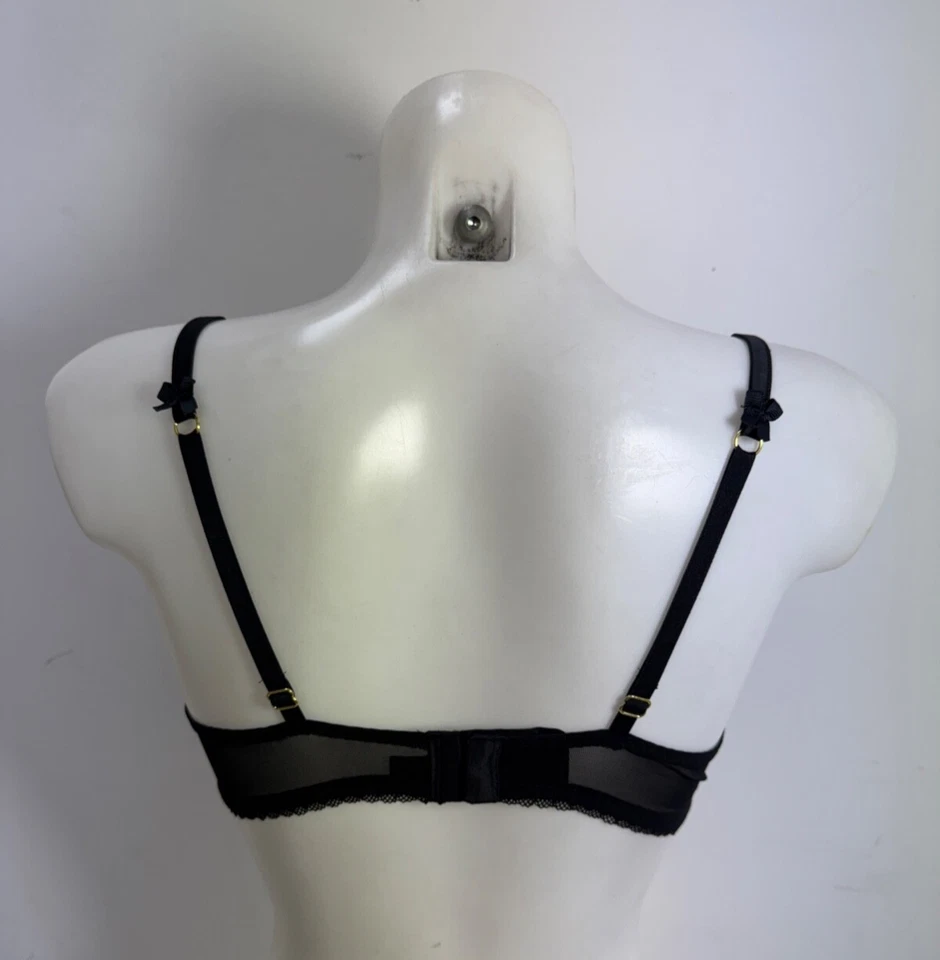 Sutiã Feminino Novo Ex M&S Boutique Preto Varanda Tamanhos 28A-42C - Imagem 3 de 4