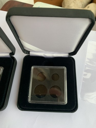2-BLACK PADDED DISPLAY CASES WITH 4-COIN MAUNDY MONEY "QUADRUM" DISPLAY CAPSULE - Picture 2 of 3