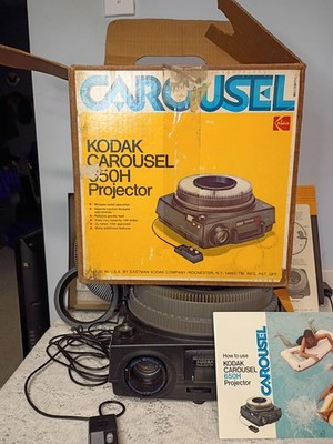 Vintage Kodak Carousel 650H Slide Projector w/ Remote, Manual, & Original Box, 