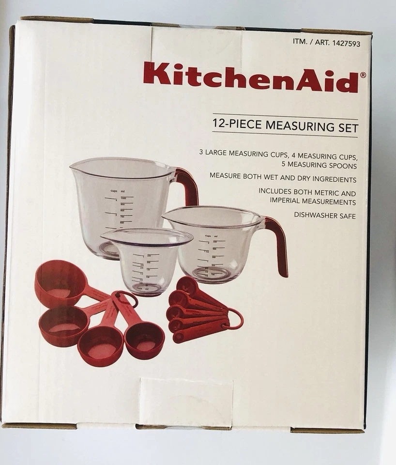 KitchenAid 12 Piece Measuring Cups and Spoons Set Red & Clear Kitchen Aid - Image 3 of 4