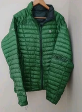Mountain Hardware Ghost Whisperer Jacket Est Size XL Green Down Packable FLAWS