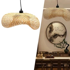 Bamboo Wicker Rattan Shade Pendant Light Fixture Art Asian Hanging Ceiling Lamp