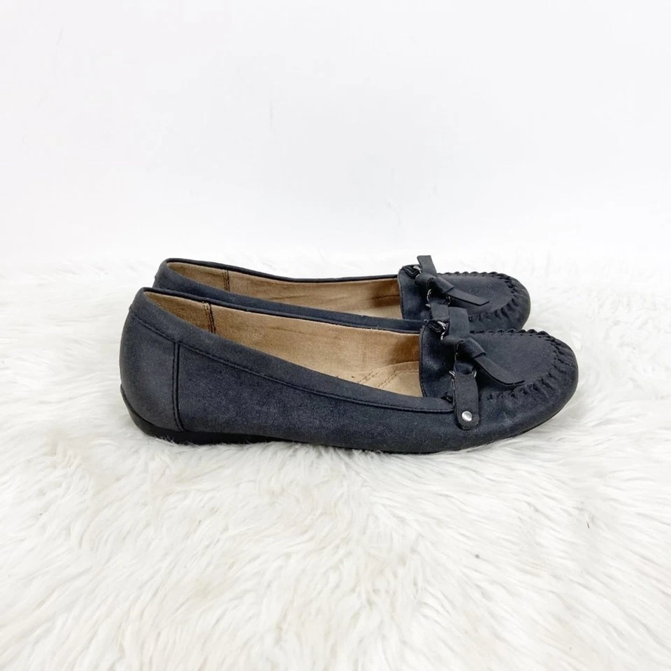 Naturalizer 8.5 M Womens Black Bow Detail Richelle Loafer Flats - Image 2 of 4