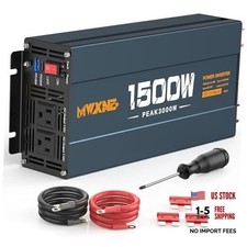 Power Inverter, 12V DC to 120V AC Converter with Dual AC 1500W Navy Blue/Black