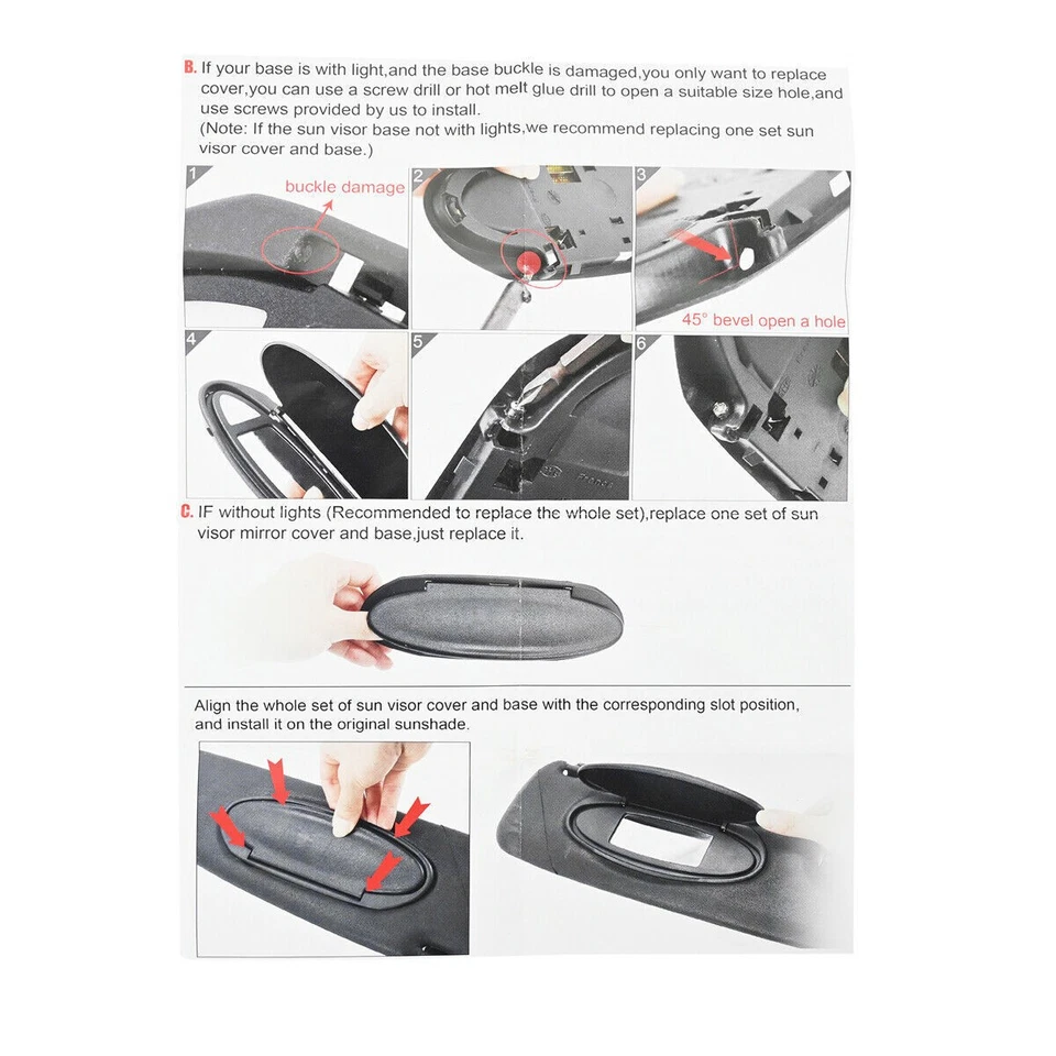 For Porsche Boxster for Cayman (986/987) 911 (996/997) Visor Mirror Covers UK - Image 2 of 4