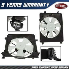 2pcs A/C AC Condenser Radiator Cooling Fan for 12-13 15 Honda Civic 13-17 Acura