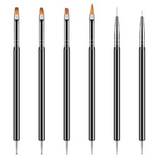 Artdone Nail Dotting Tools 6PCS Double-ended Art Brushes Kit Black