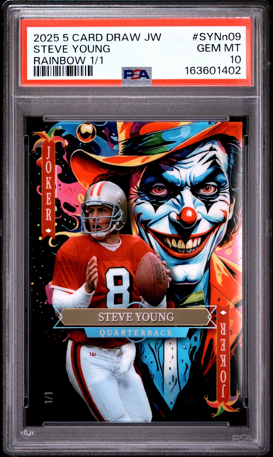 2025 WILD CARD 5 CARD DRAW STACKED DECK JOKERS WILD STEVE YOUNG 1/1 PSA 10