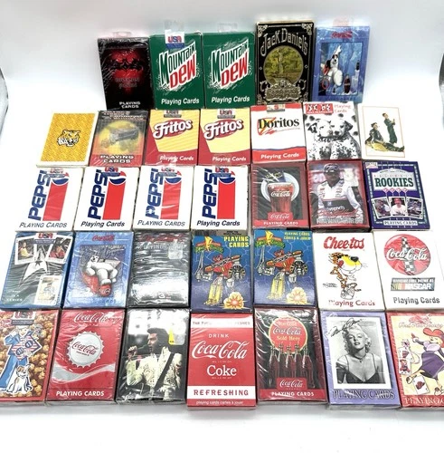 Vintage Playing Cards Deck Lot (33) - Coca Cola, NASCAR, Power Rangers, Pepsi