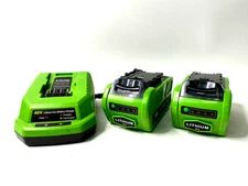 LOT of 2 40V 6.0Ah For Greenworks G-MAX Li-ion Battery w/ Charger