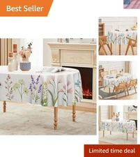 60"x84" Oval Floral Tablecloth - Durable Spring Decor for Parties and Dinners