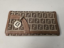 Vintage Fendi Zucchino Canvas Wallet Canvas Leather