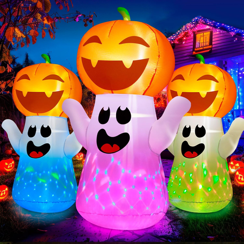 Halloween Inflatables Ebay 5FT Halloween Inflatables Pumpkin Ghost Built-In 3-Pattern Colorful ...