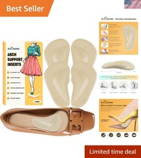 Beige Soft Gel Arch Support Inserts for Flat Feet - Instant Pain Relief, 2 Pairs