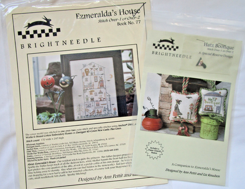 Brightneedle Ezmeralda's House & Hatz Bootique Cross Stitch Patterns Halloween