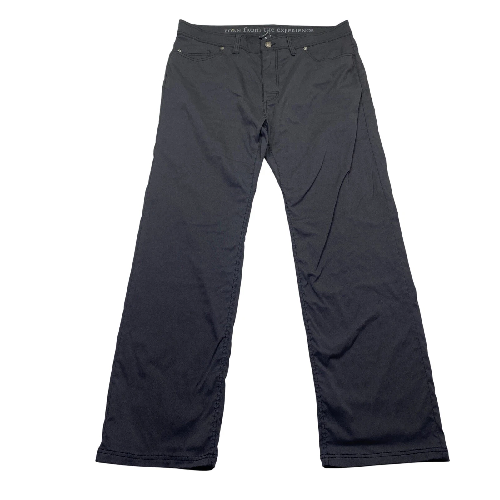 Prana Brion Slim Fit Pants Mens Sz 38 Gray Black Hiking Travel Grunge Outdoor