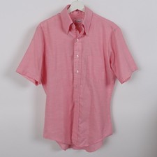 Vintage 60s 70s Getaway by Arrow Men's Pink Short Sleeve Button Shirt Medium USA