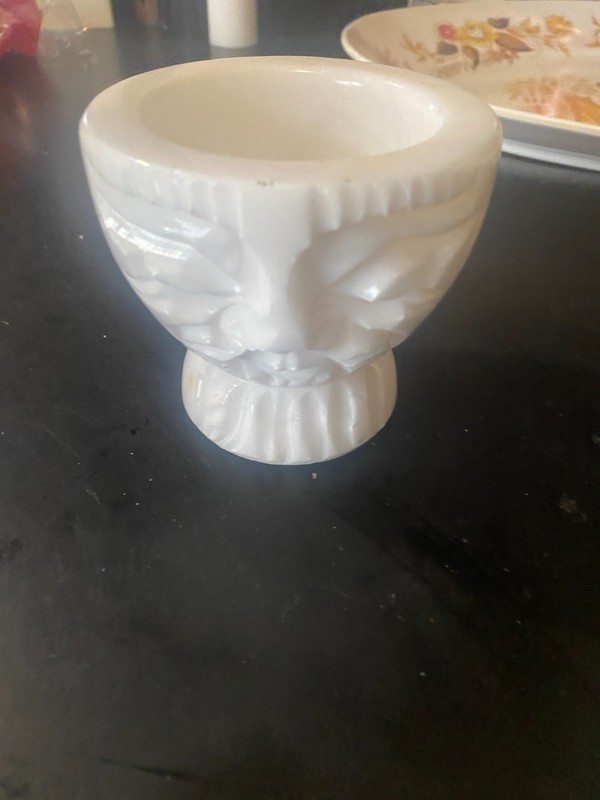Alabaster Mortar Pestle Heavy hand carved face RARE