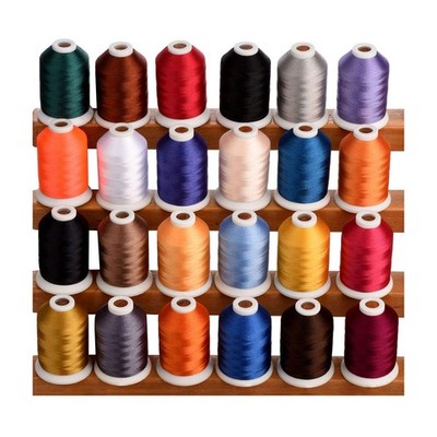 Trilobal Polyester Embroidery Machine Thread 24 Assorted Colors 1100 Yds Spool