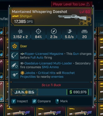 Borderlands 4 | NEW Whispering Doeshot Jakobs Daed SMG SG Lvl 60 |PC|Xbox|PS|