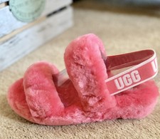 UGG Oh Yeah Womens 8 Double Strap Slide Slipper Pink Sheepskin