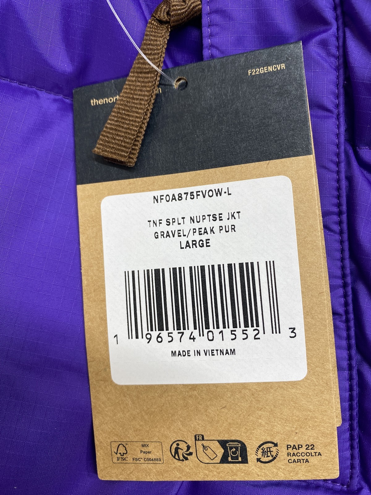 The North Face x Supreme Mens Split Nuptse Puffy Jacket Size L Gravel, Purple thumbnail 13