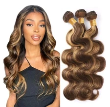 Body Wave Human Hair Bundles 22 24 26 Inch P4/27 Bundles Human Hair Chocolate...