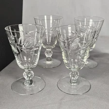 Vintage Hand-Cut Crystal Cordial Glasses Possibly Bohemian Set of 4 Excellent