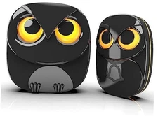 Wireless Doorbell, Cute Owl Doorbell 1 Receiver + 1 Transmitter - Black
