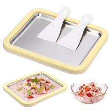 Rolled Ice Cream Maker 10.2 x 8.3" 304 Stainless Steel Ice Cream Tray Yellow)