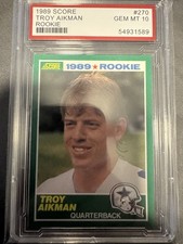 Score 1989 Troy Aikman #270 Rookie NFL Card Lot GEM MT 10 & Ungraded