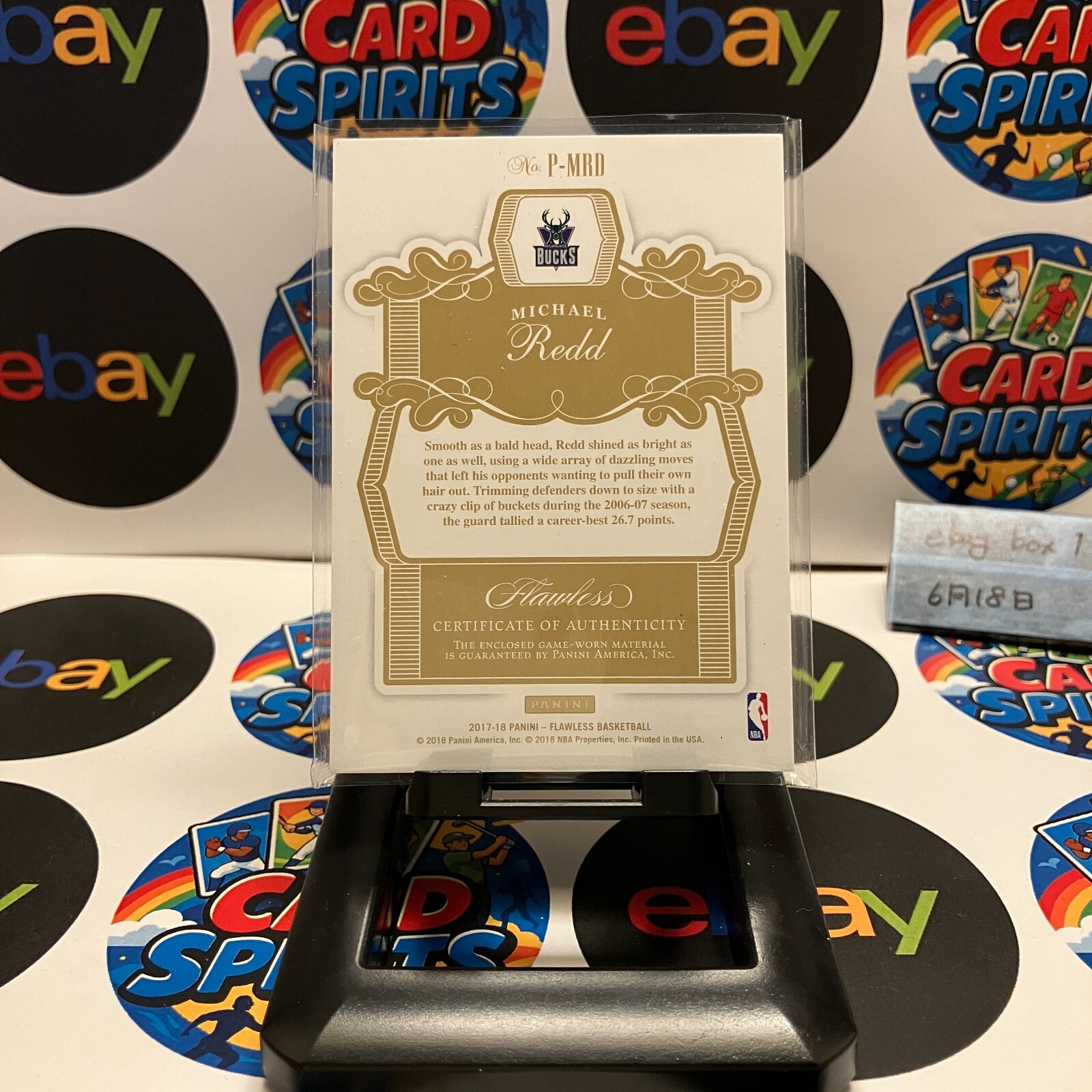 2017-18 Panini Flawless Michael Redd 1/1 Milwaukee Bucks Platinum Parallel Patch view 2