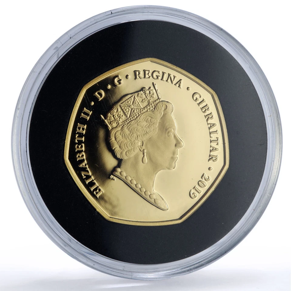 Gibraltar 50 pence Father Christmas Dog Cat Cartoons proof gold coin 2019 - Image 3 of 4