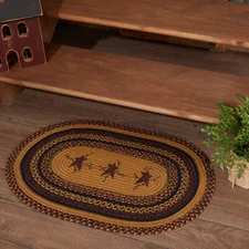 New Primitive Country Farmhouse STAR BERRY VINE BRAIDED RUG Jute Floor Mat 30"