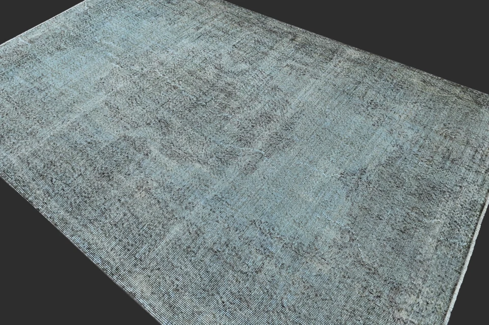 Vintage Turkish Oushak Rug, Blue 6x10 ft, Handmade Wool, Bohemian Anatolian - Image 3 of 4