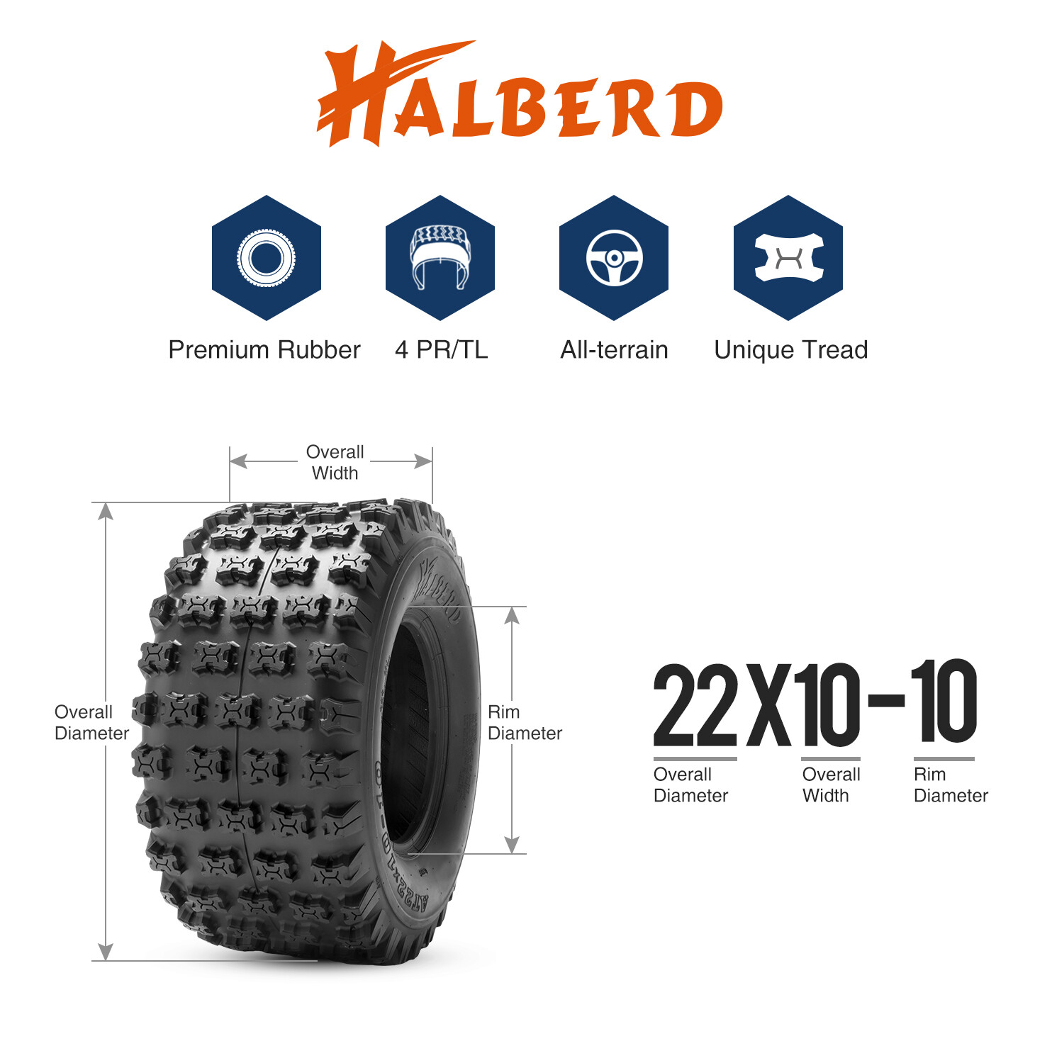 Set 4 WANDA Sport ATV tires 22x7-10 22x7x10 Front & 22x11-10 22x11x10
