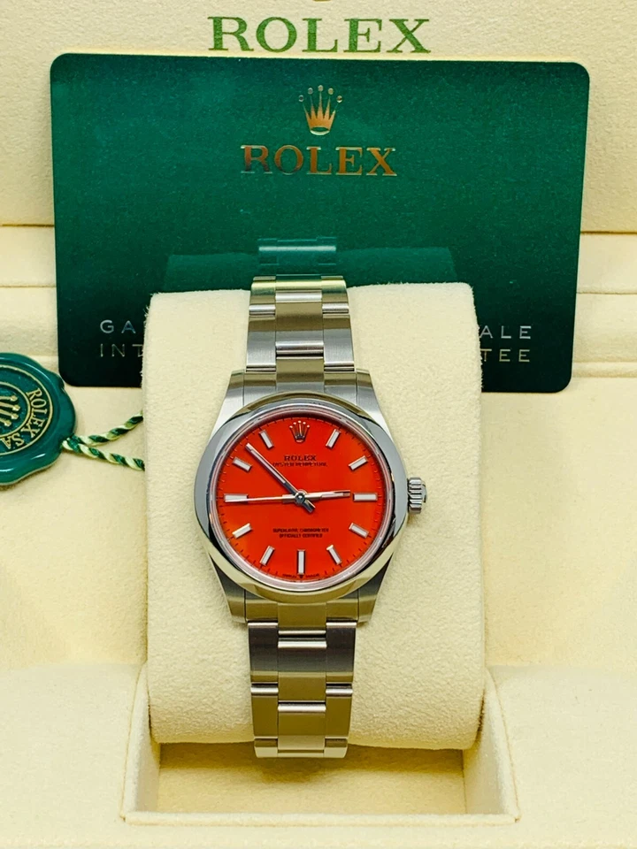 Rolex Oyster Perpetual 31MM Coral Esfera Roja Acero Inoxidable Ref. 277200 *2022*