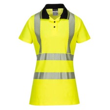 Image of Portwest Hi-Vis Womens Polo Shirt Breathable Wicking Safety Work Ladies T-Shirt