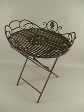 Metalltisch Gartentisch Beistelltisch 63x48cm rustikal Antikstil Eisen Rostfarb.