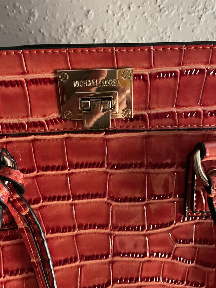 Bolsa de ombro Michael Kors Hamilton grande satchel NS tote saffiano - cro mandarim - Imagem 4 de 4